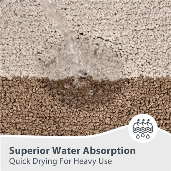 Beige gray bathroom rug non slip absorbent soft washable quick dry bath mat 24x3 - Picture 3 of 8